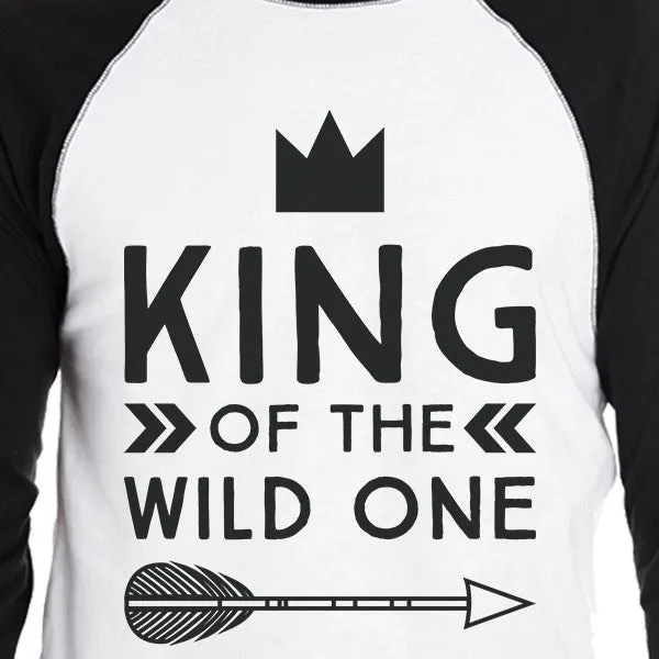 Wild One Feather Mens Black And White BaseBall Shirt