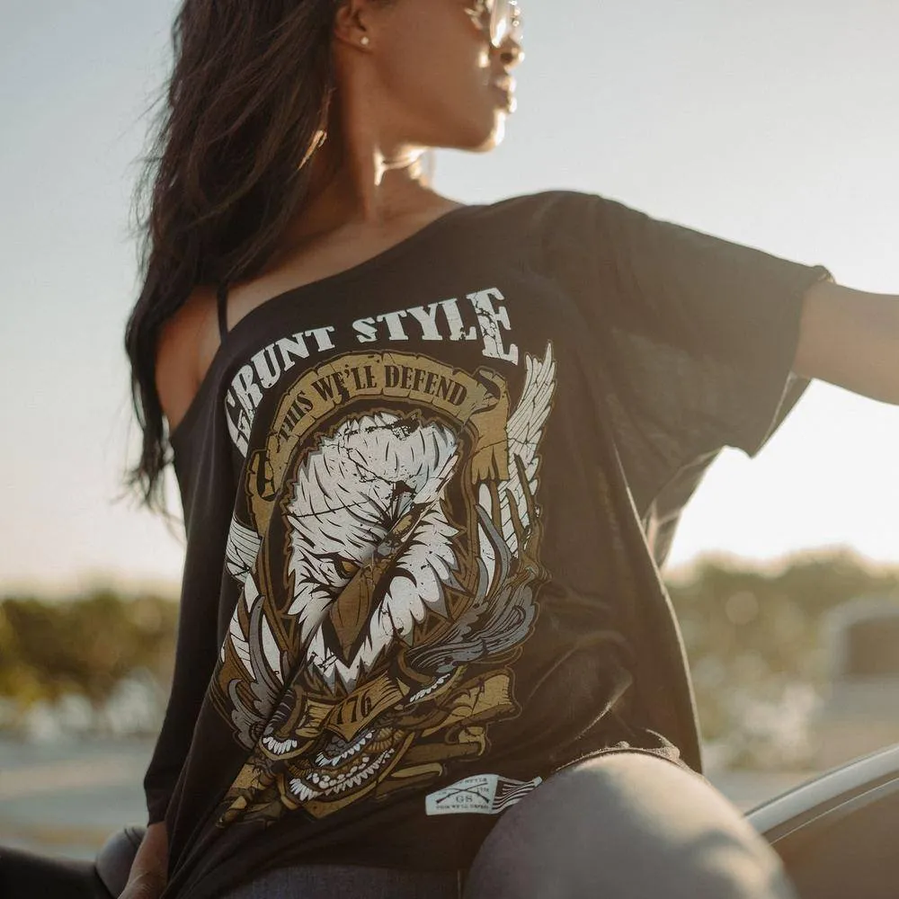 Women's Easy Rider Eagle Slouchy T-Shirt - Black