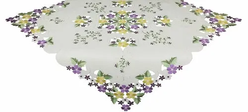 XD101812 Fancy Flowers Table Topper, 34"x34"